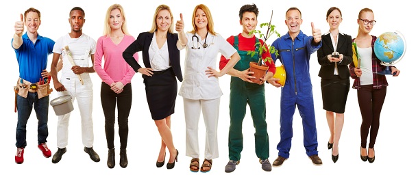 group of people representing different professions