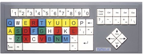 Big key keyboard with multi coloured keys
